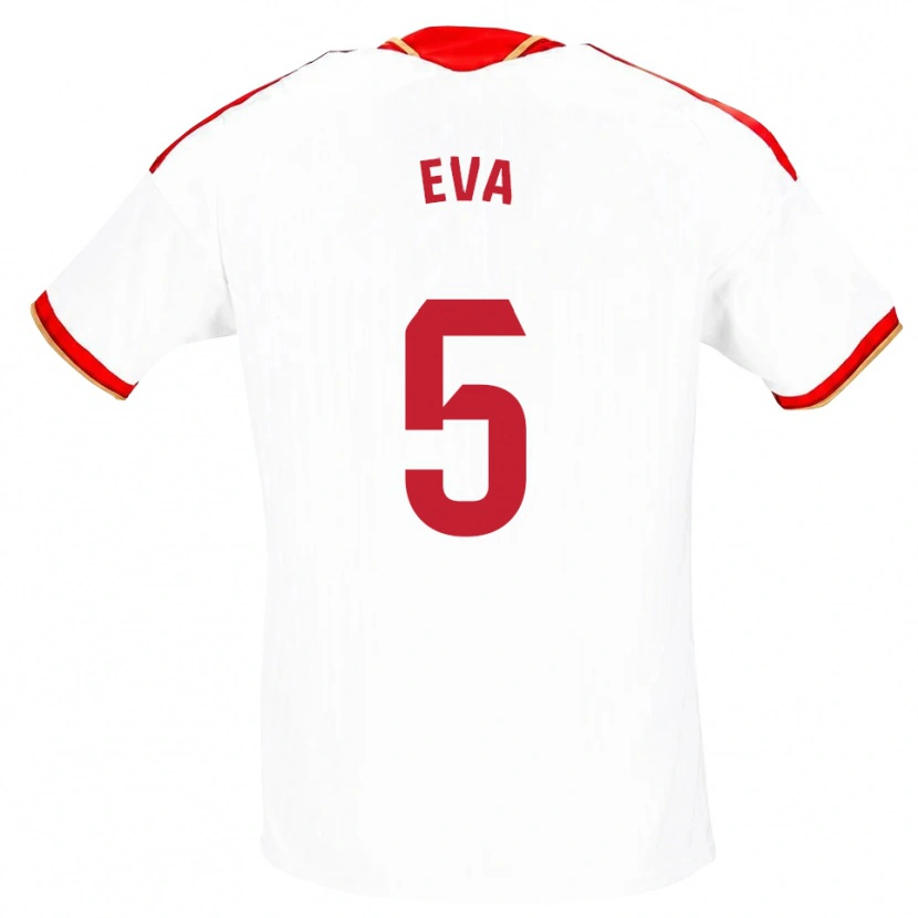 Danxen Niño Camiseta Eva Llamas Hernández #5 Blanco Rojo 1ª Equipación 2026/27 La Camisa