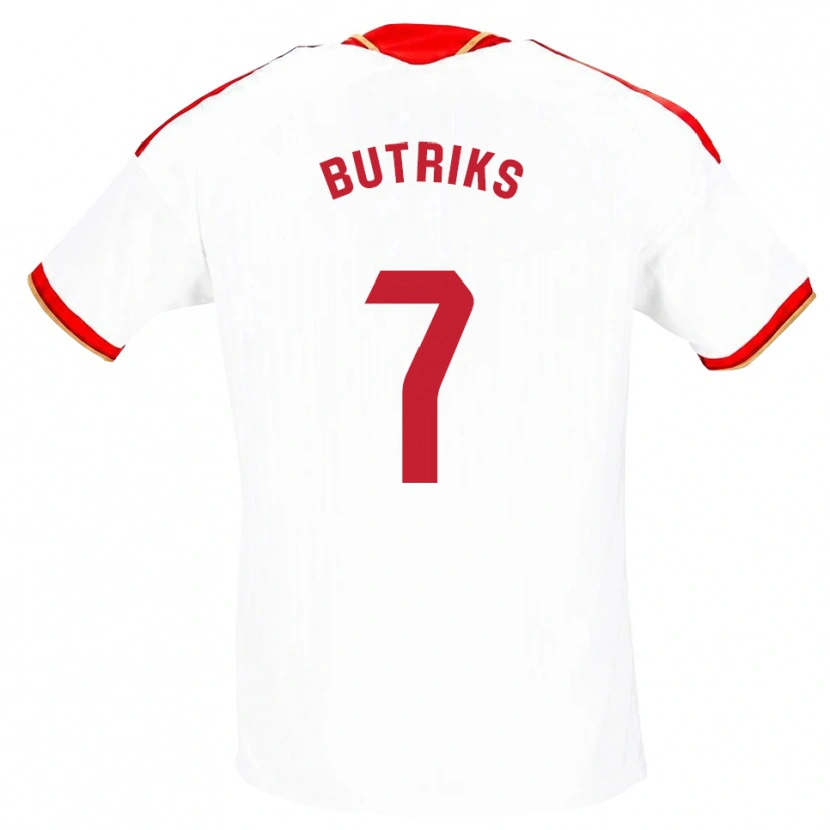Danxen Niño Camiseta Artjoms Butriks #7 Blanco Rojo 1ª Equipación 2026/27 La Camisa