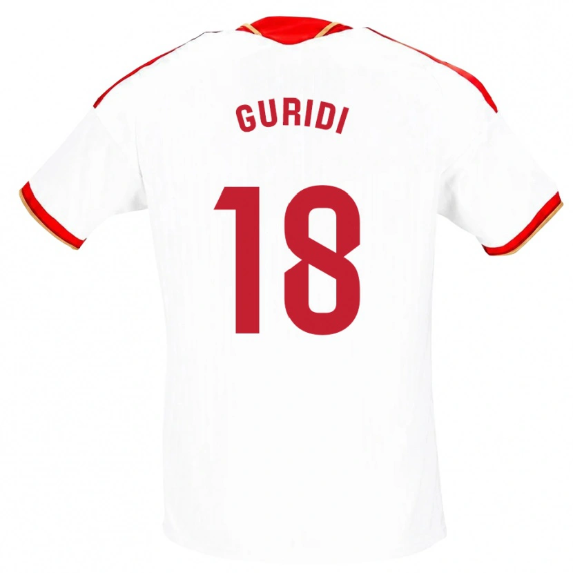 Danxen Niño Camiseta Jon Guridi #18 Blanco Rojo 1ª Equipación 2026/27 La Camisa