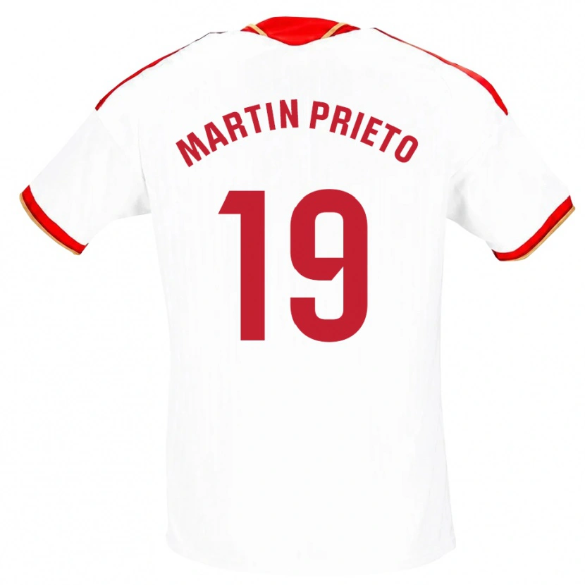 Danxen Niño Camiseta Cristina Martín-Prieto Gutiérrez #19 Blanco Rojo 1ª Equipación 2026/27 La Camisa