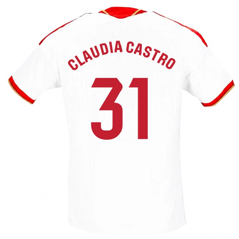Danxen Niño Camiseta Claudia Castro Romero #31 Blanco Rojo 1ª Equipación 2026/27 La Camisa