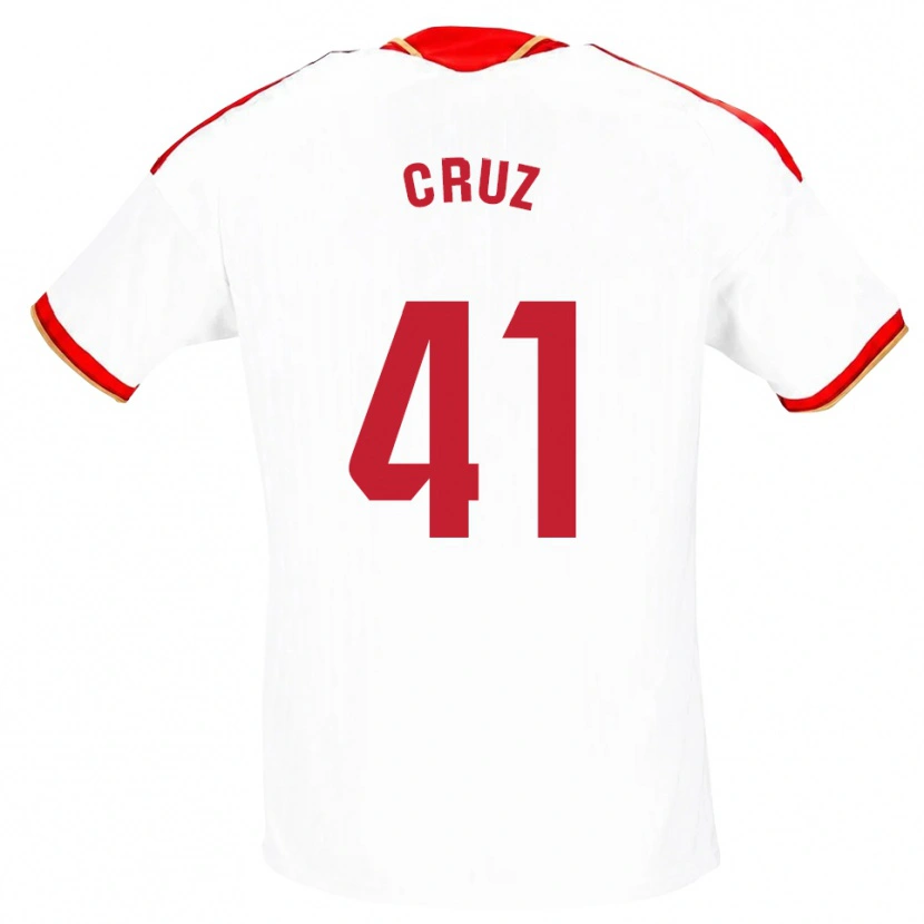 Danxen Niño Camiseta Jesús Cruz #41 Blanco Rojo 1ª Equipación 2026/27 La Camisa