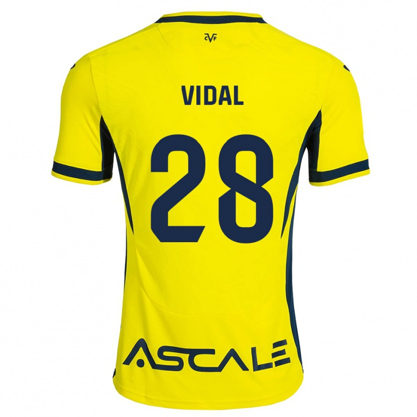 Danxen Niño Camiseta Aran Vidal #28 Amarillo Negro Rojo 1ª Equipación 2026/27 La Camisa