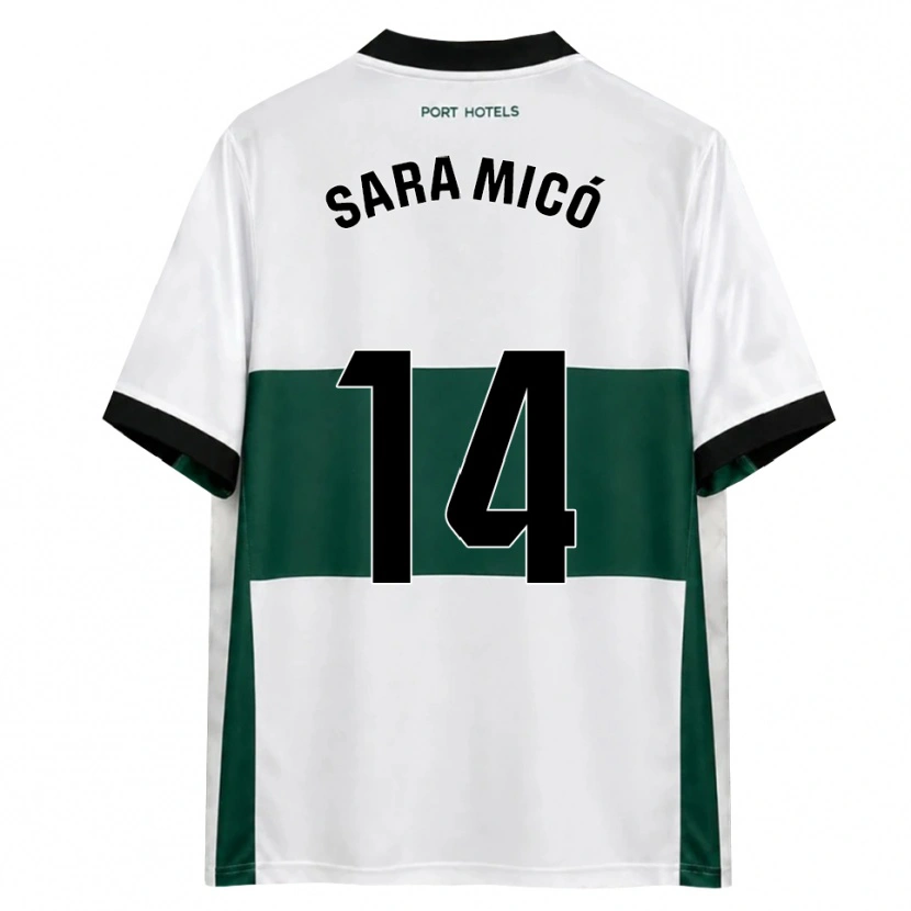 Danxen Niño Camiseta Sara Micó #14 Verde Blanco Rojo 1ª Equipación 2026/27 La Camisa