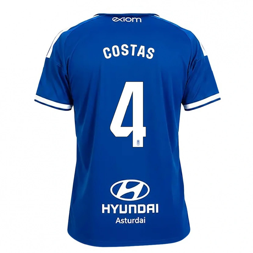 Danxen Niño Camiseta David Costas #4 Azul Mediano Blanco 1ª Equipación 2026/27 La Camisa