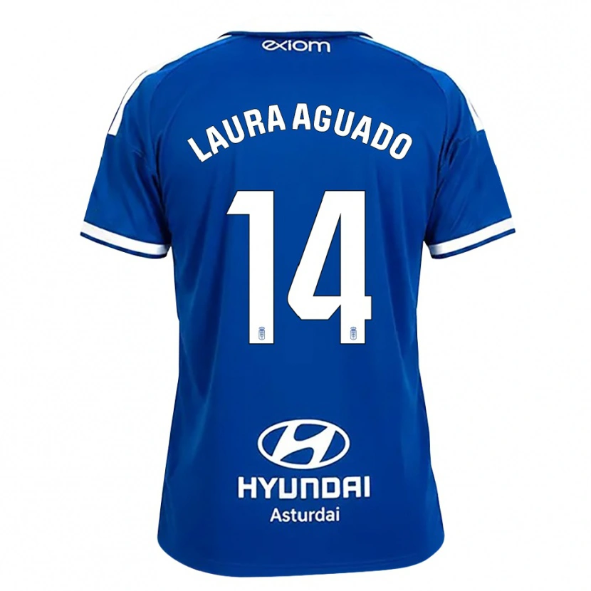 Danxen Niño Camiseta Laura Aguado #14 Azul Mediano Blanco 1ª Equipación 2026/27 La Camisa