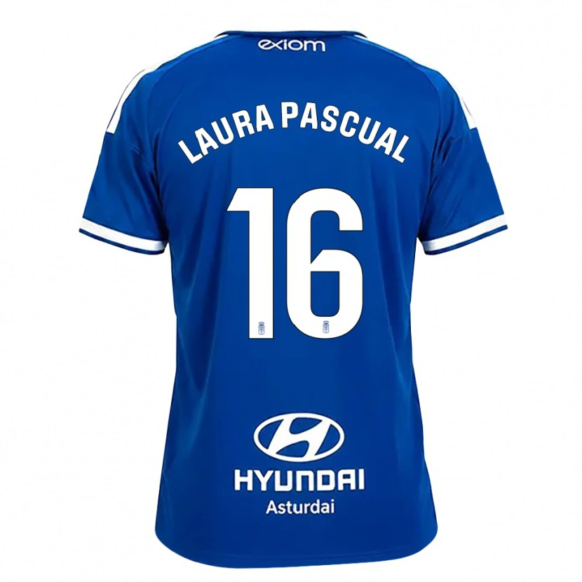 Danxen Niño Camiseta Laura Pascual #16 Azul Mediano Blanco 1ª Equipación 2026/27 La Camisa