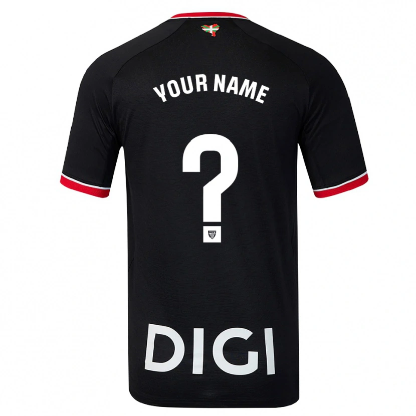 Danxen Niño Camiseta Su Nombre #0 Negro Blanco Rojo 2ª Equipación 2026/27 La Camisa