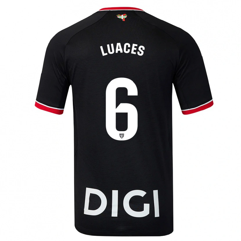 Danxen Niño Camiseta Iraitz Luaces #6 Negro Blanco Rojo 2ª Equipación 2026/27 La Camisa