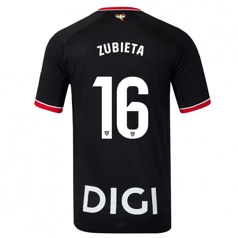 Danxen Niño Camiseta Maite Zubieta Arambarri #16 Negro Blanco Rojo 2ª Equipación 2026/27 La Camisa