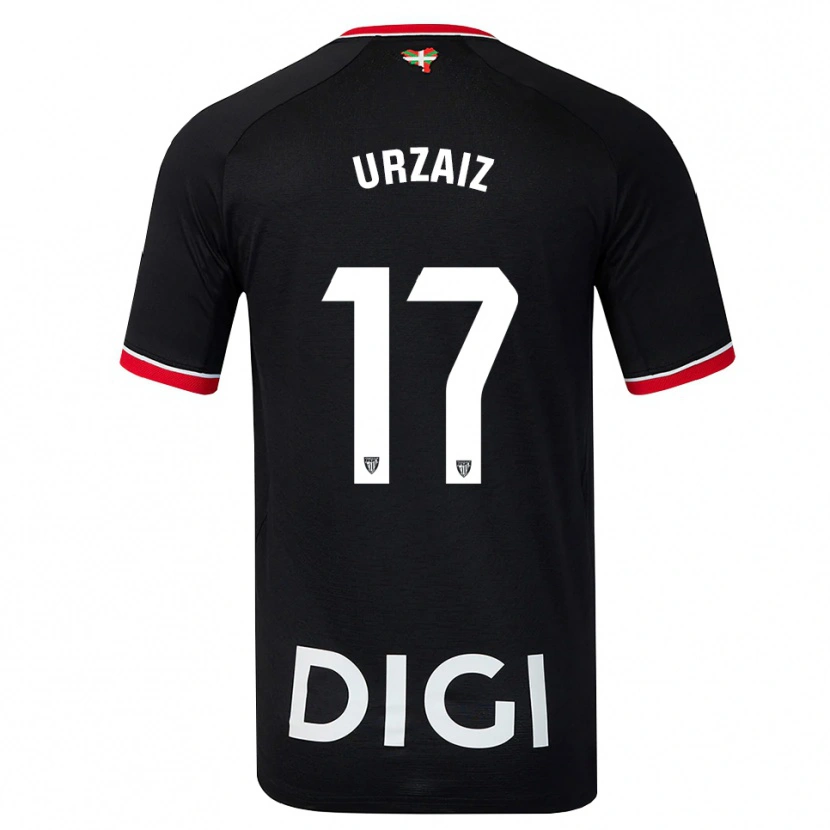 Danxen Niño Camiseta Unax Urzaiz #17 Negro Blanco Rojo 2ª Equipación 2026/27 La Camisa