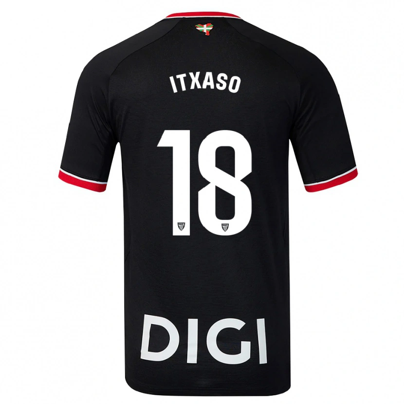 Danxen Niño Camiseta Itxaso Uriarte Santamaria #18 Negro Blanco Rojo 2ª Equipación 2026/27 La Camisa