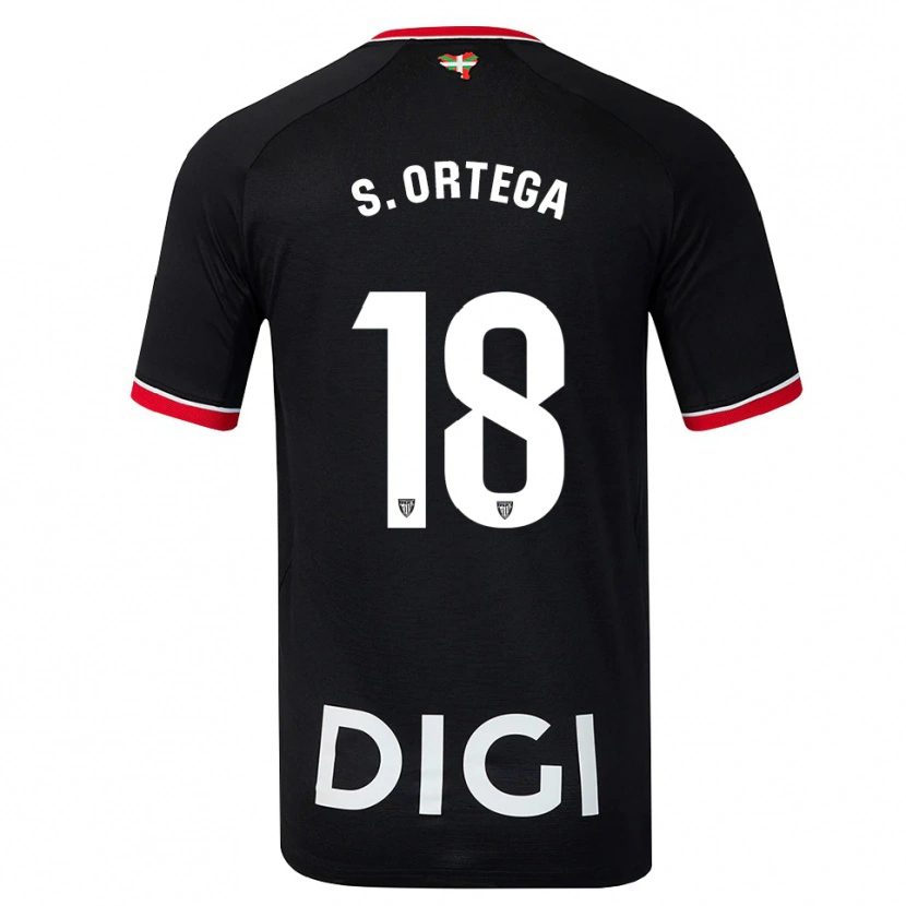 Danxen Niño Camiseta Sara Ortega Ruiz #18 Negro Blanco Rojo 2ª Equipación 2026/27 La Camisa