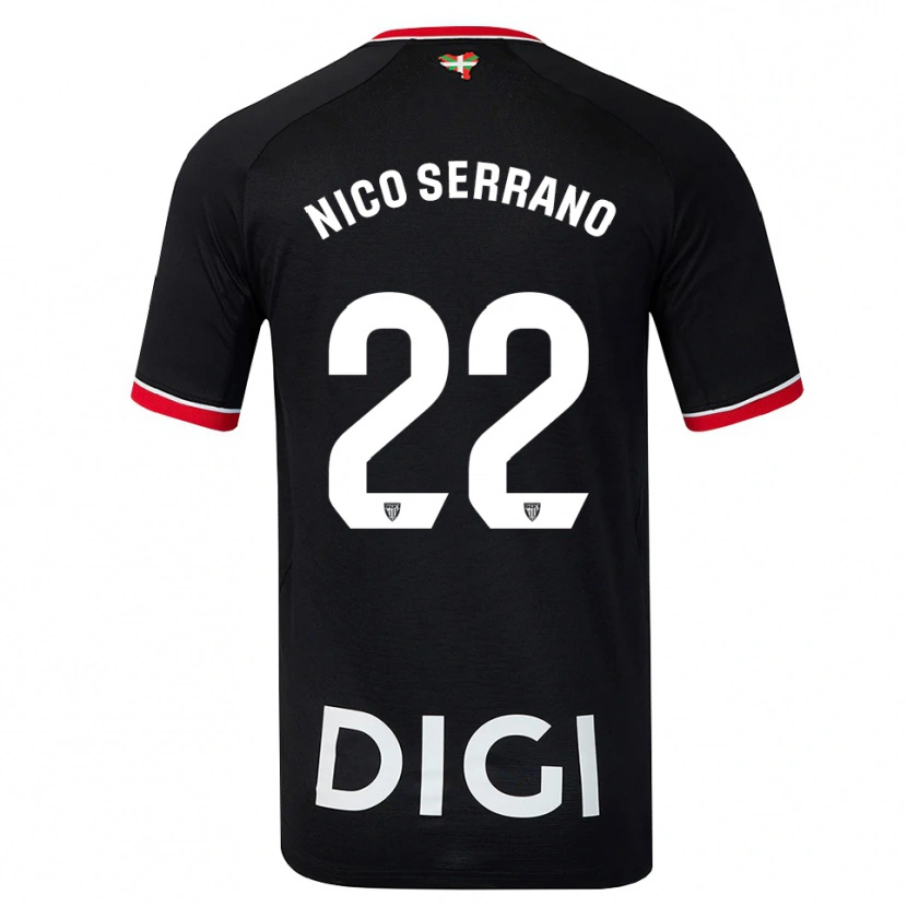 Danxen Niño Camiseta Nico Serrano #22 Negro Blanco Rojo 2ª Equipación 2026/27 La Camisa