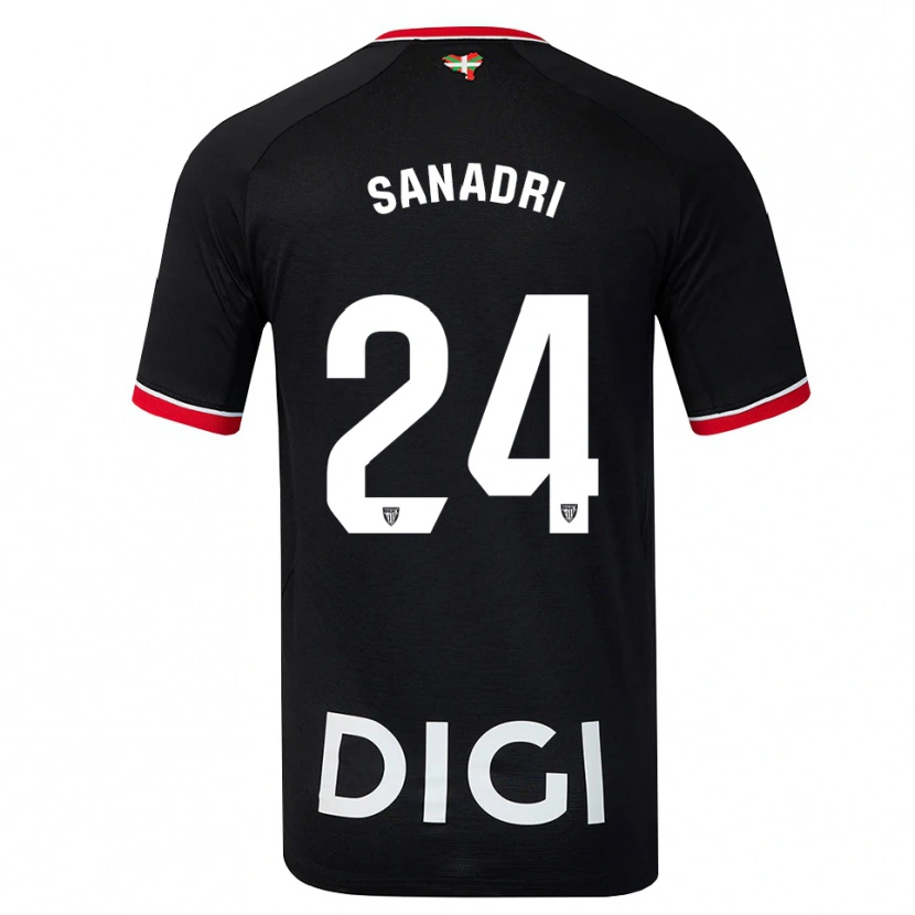 Danxen Niño Camiseta Sanadri #24 Negro Blanco Rojo 2ª Equipación 2026/27 La Camisa