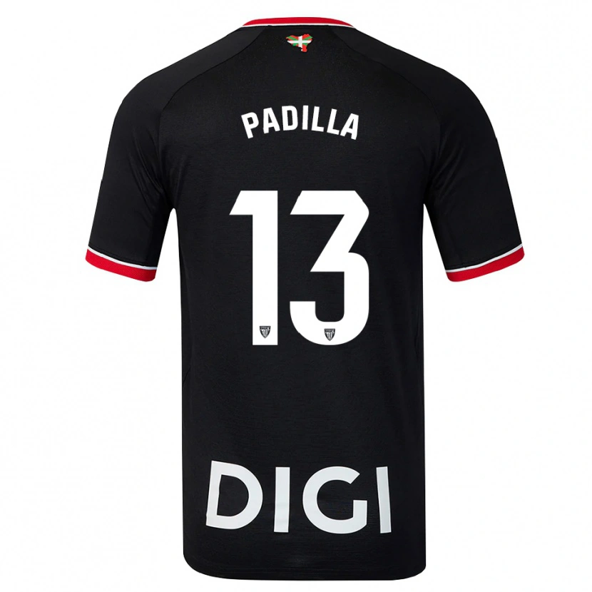 Danxen Niño Camiseta Álex Padilla #13 Negro Blanco Rojo 2ª Equipación 2026/27 La Camisa