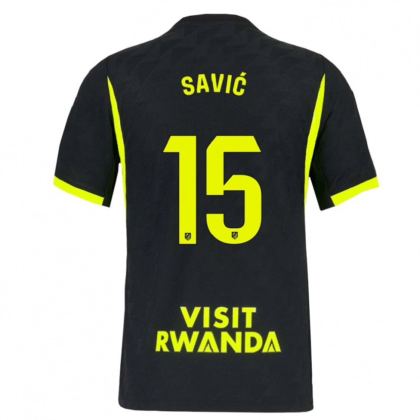 Danxen Niño Camiseta Stefan Savic #15 Verde Brillante Negro 2ª Equipación 2026/27 La Camisa