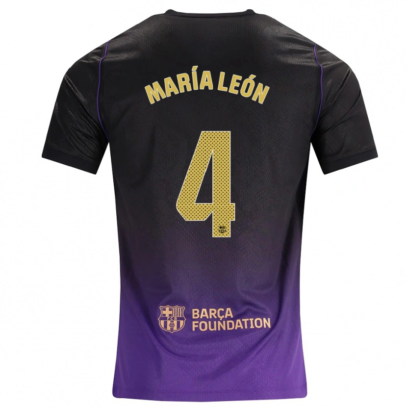 Danxen Niño Camiseta María Pilar León #4 Morado Amarillo Negro 2ª Equipación 2026/27 La Camisa