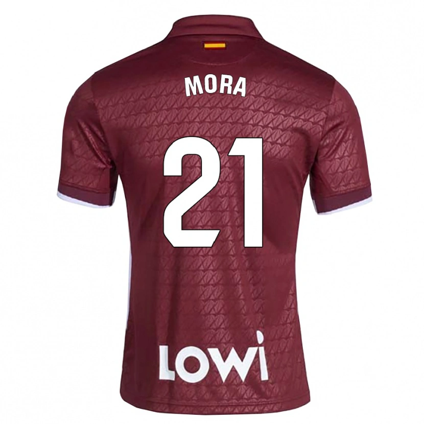 Danxen Niño Camiseta Adrià Mora #21 Rojo Oscuro Blanco 2ª Equipación 2026/27 La Camisa