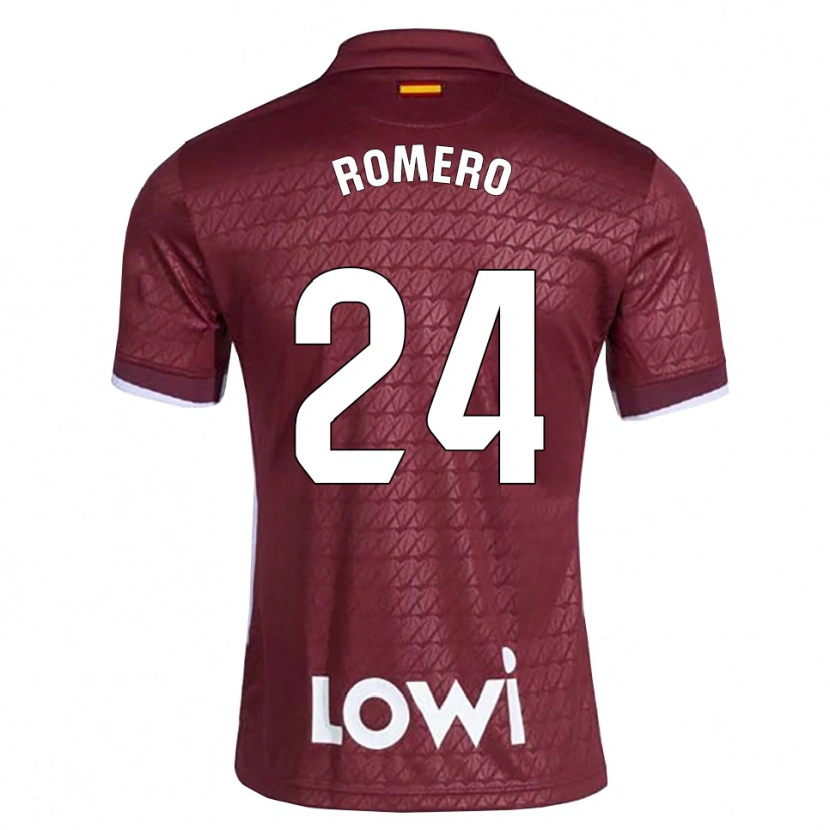 Danxen Niño Camiseta Zaid Romero #24 Rojo Oscuro Blanco 2ª Equipación 2026/27 La Camisa