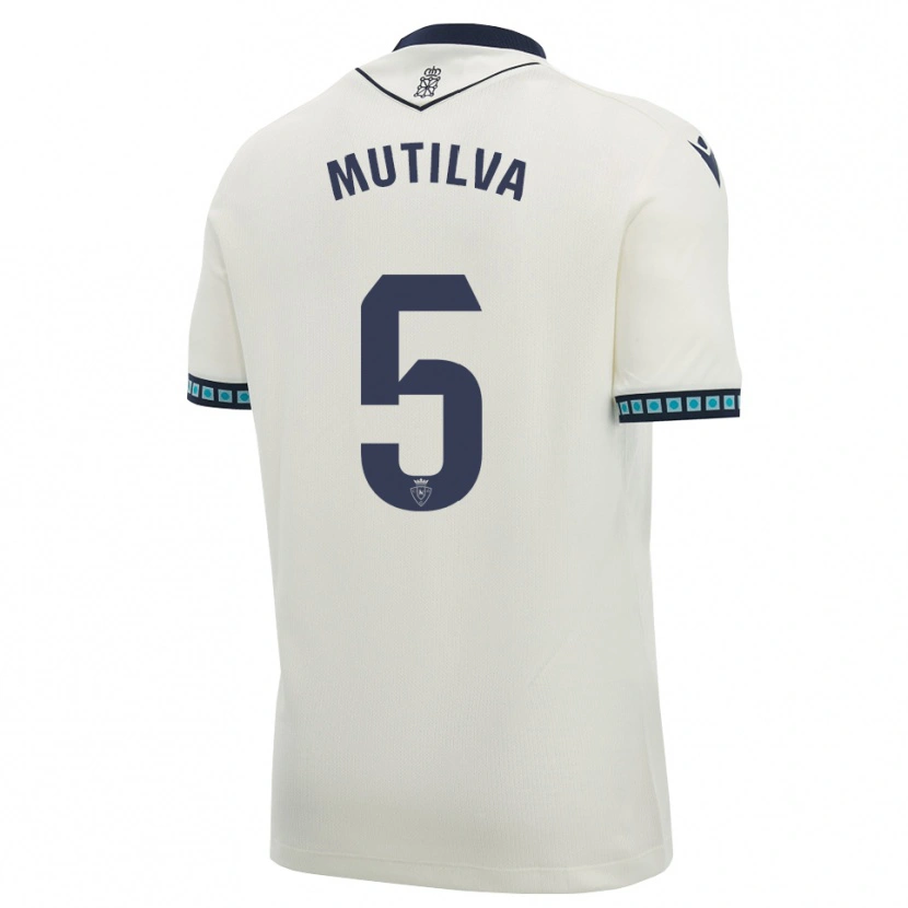 Danxen Niño Camiseta Christian Mutilva #5 Blanco Negro Azul Cielo Claro 2ª Equipación 2026/27 La Camisa