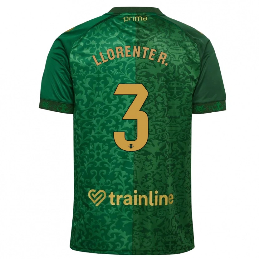 Danxen Niño Camiseta Diego Llorente #3 Verde Bosque Dorado Oscuro 2ª Equipación 2026/27 La Camisa