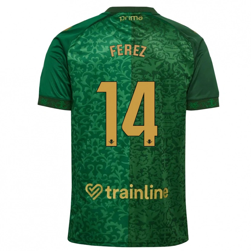 Danxen Niño Camiseta Carolina Férez #14 Verde Bosque Dorado Oscuro 2ª Equipación 2026/27 La Camisa