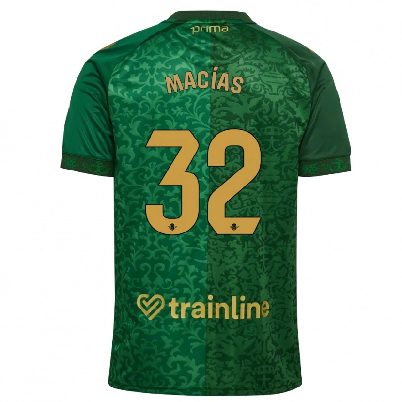 Danxen Niño Camiseta Curro Macías #32 Verde Bosque Dorado Oscuro 2ª Equipación 2026/27 La Camisa