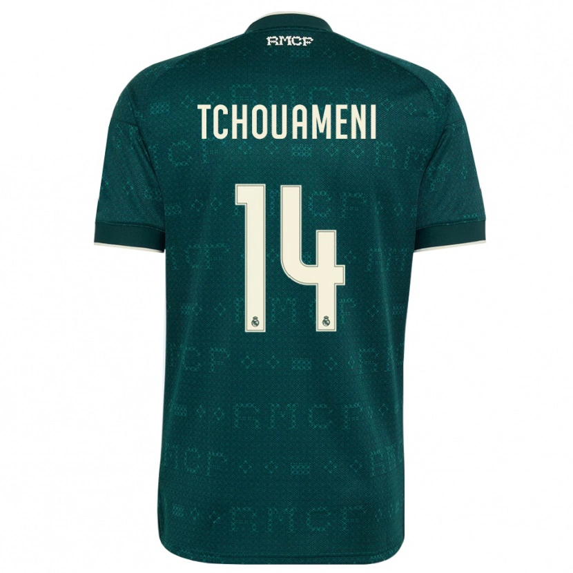 Danxen Niño Camiseta Aurélien Tchouaméni #14 Gris Pizarra Oscuro Blanco 2ª Equipación 2026/27 La Camisa