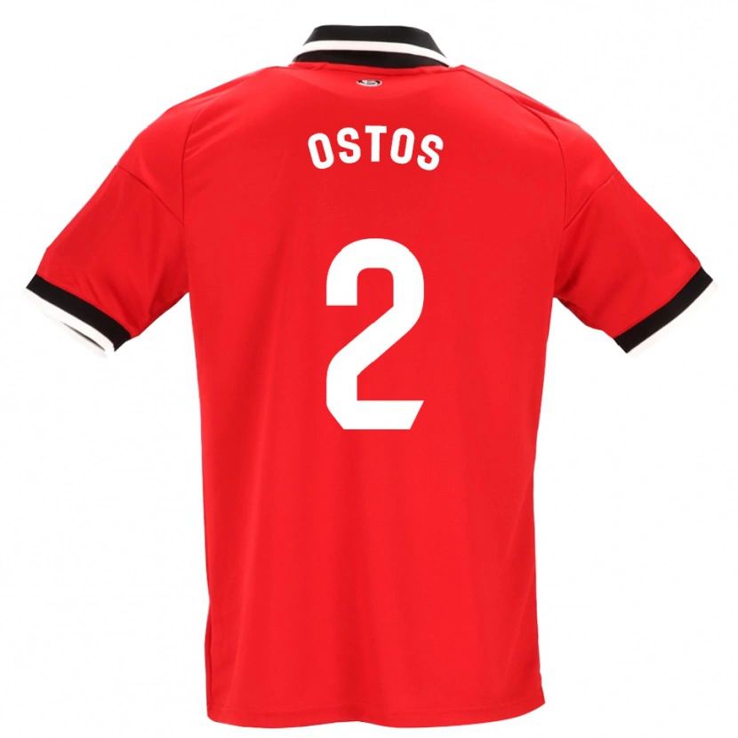 Danxen Niño Camiseta Fran Ostos #2 Negro Blanco Rojo 2ª Equipación 2026/27 La Camisa