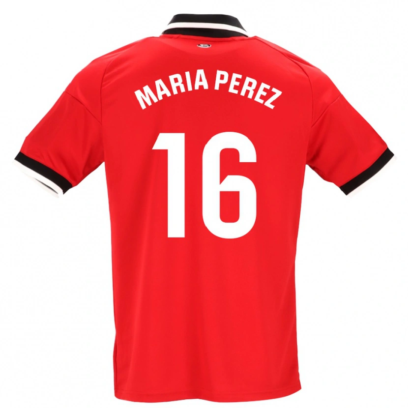 Danxen Niño Camiseta María Pérez Rabaza #16 Negro Blanco Rojo 2ª Equipación 2026/27 La Camisa