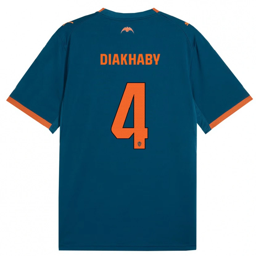 Danxen Niño Camiseta Mouctar Diakhaby #4 Azul Acero Naranja 2ª Equipación 2026/27 La Camisa