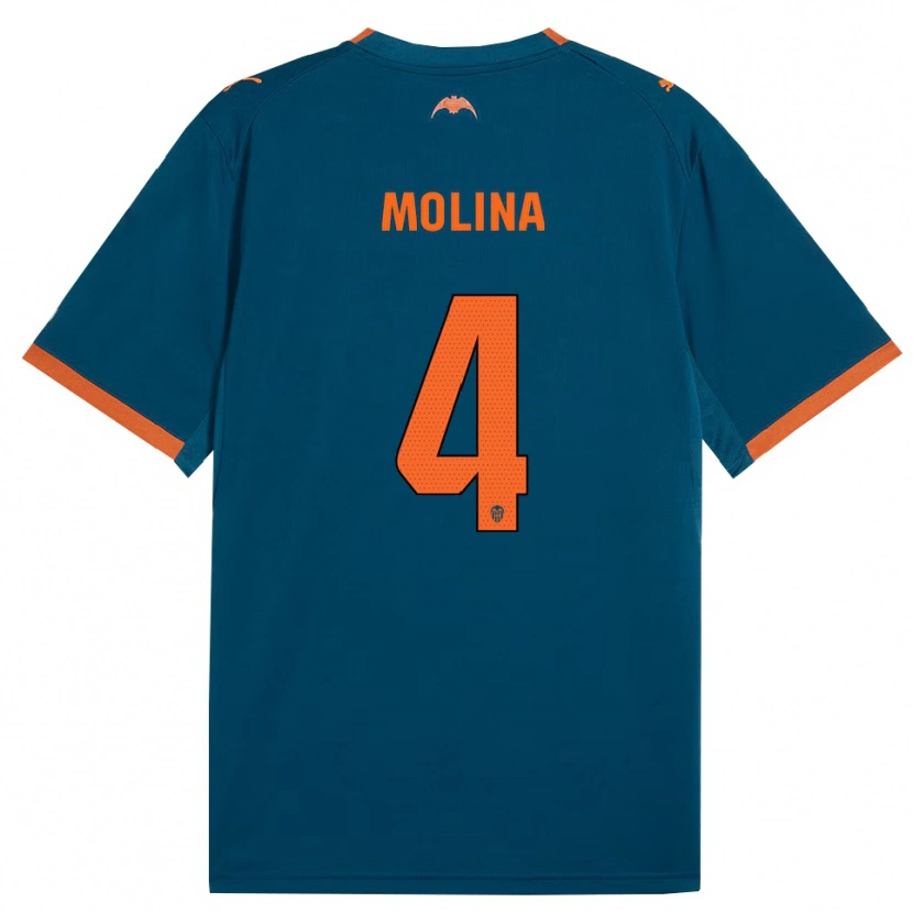 Danxen Niño Camiseta María Molina #4 Azul Acero Naranja 2ª Equipación 2026/27 La Camisa