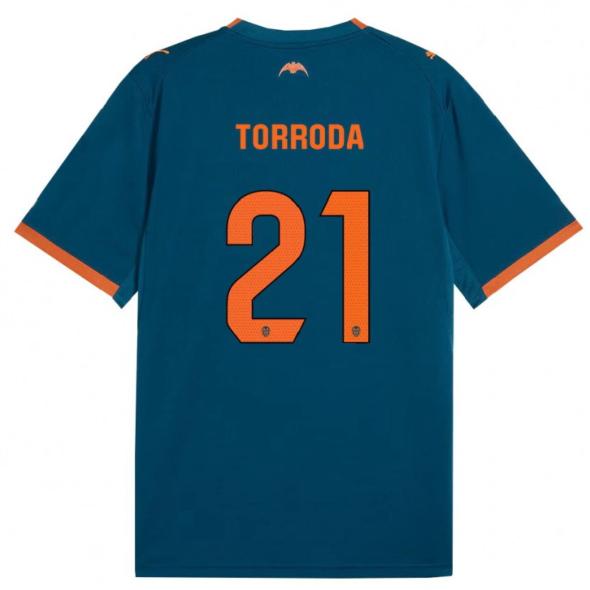 Danxen Niño Camiseta Anna Torroda #21 Azul Acero Naranja 2ª Equipación 2026/27 La Camisa