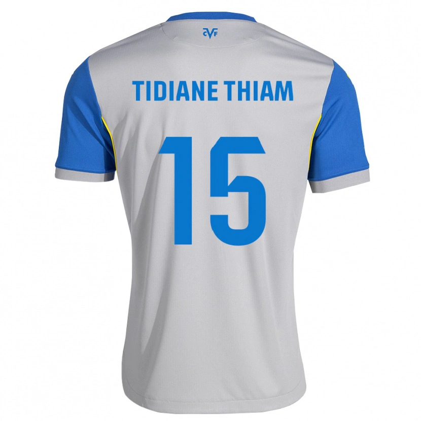 Danxen Niño Camiseta Cheikh Tidiane Thiam #15 Azul Lanzador Gris 2ª Equipación 2026/27 La Camisa