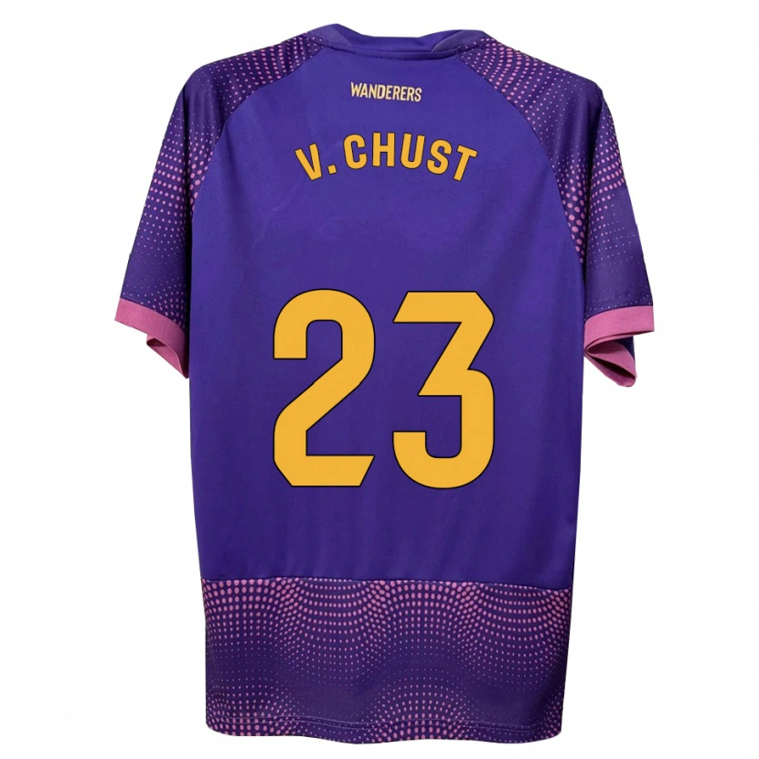 Danxen Niño Camiseta Víctor Chust #23 Morado Blanco Rosa 2ª Equipación 2026/27 La Camisa