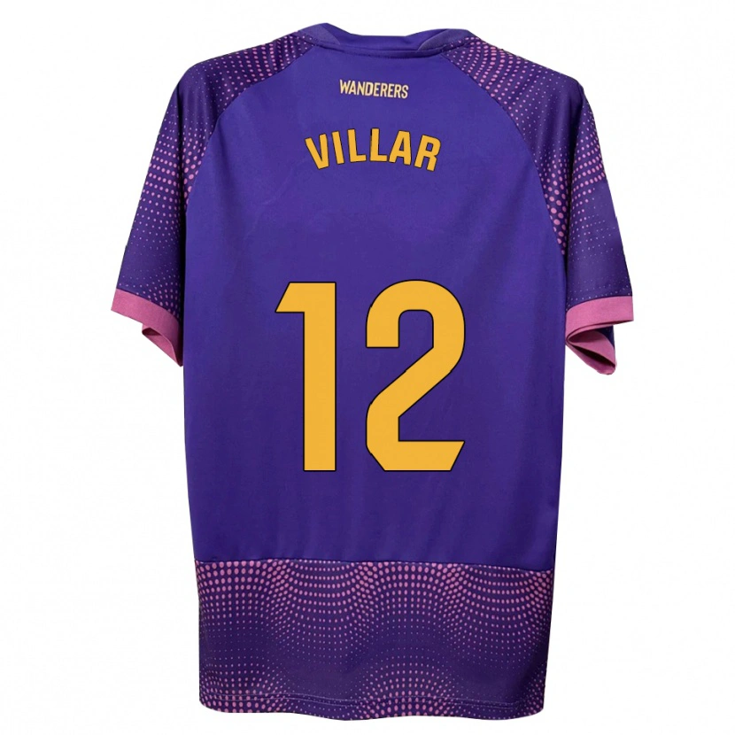 Danxen Niño Camiseta Gonzalo Villar #12 Morado Blanco Rosa 2ª Equipación 2026/27 La Camisa