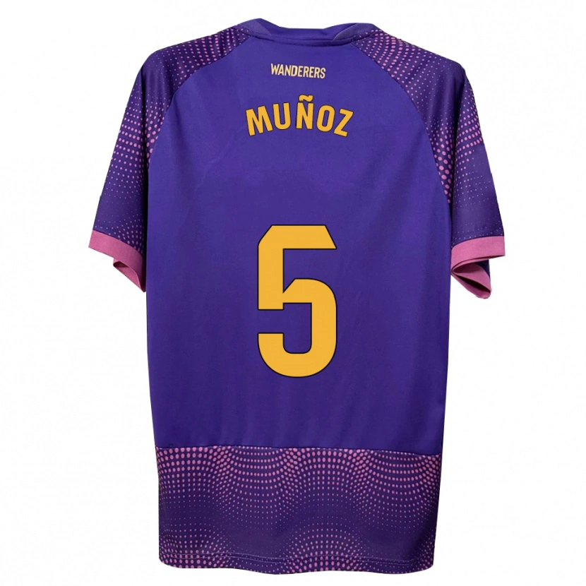 Danxen Niño Camiseta Ismael Muñoz #5 Morado Blanco Rosa 2ª Equipación 2026/27 La Camisa