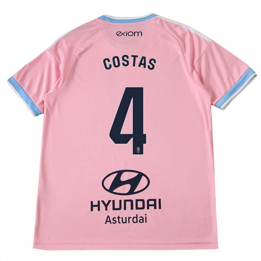 Danxen Niño Camiseta David Costas #4 Azul Aciano Rosa 2ª Equipación 2026/27 La Camisa