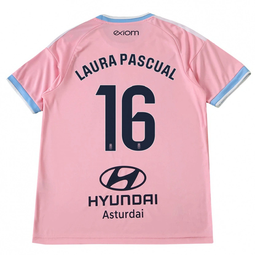 Danxen Niño Camiseta Laura Pascual #16 Azul Aciano Rosa 2ª Equipación 2026/27 La Camisa