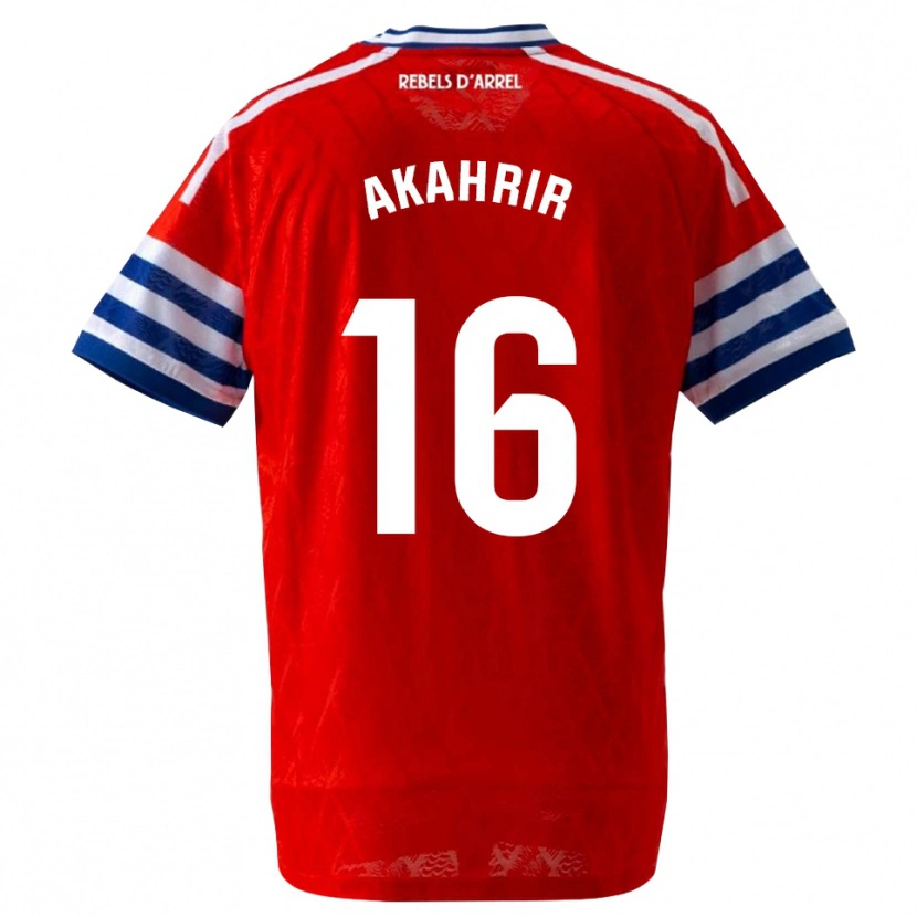 Danxen Niño Camiseta Mohamed Akahrir #16 Azul Real Rojo 2ª Equipación 2026/27 La Camisa