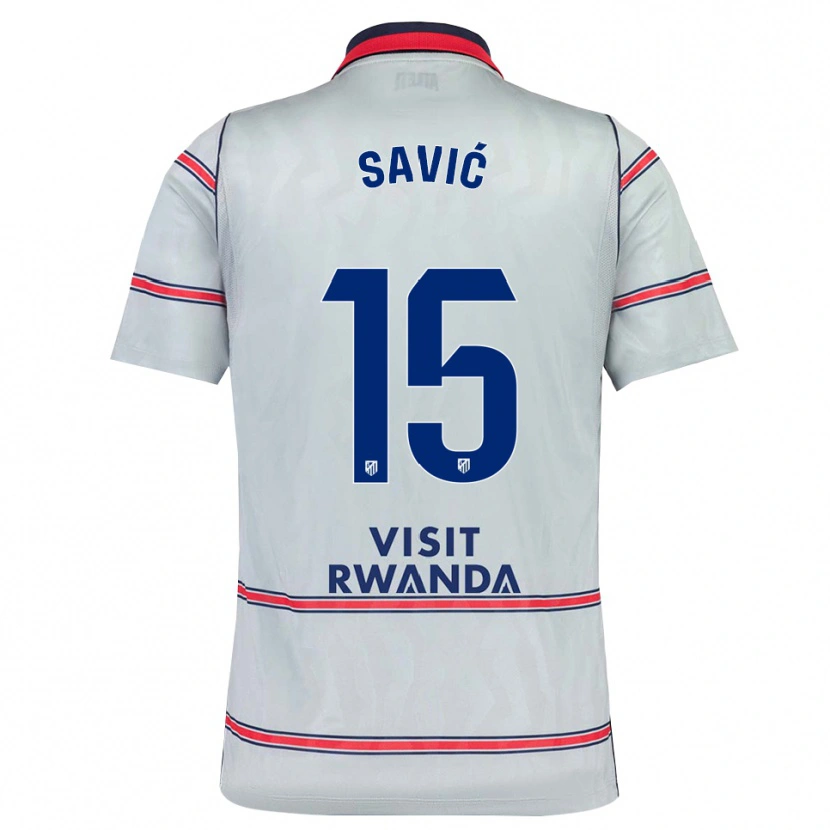 Danxen Niño Camiseta Stefan Savic #15 Gris Rojo Azul Marino Equipación Tercera 2026/27 La Camisa