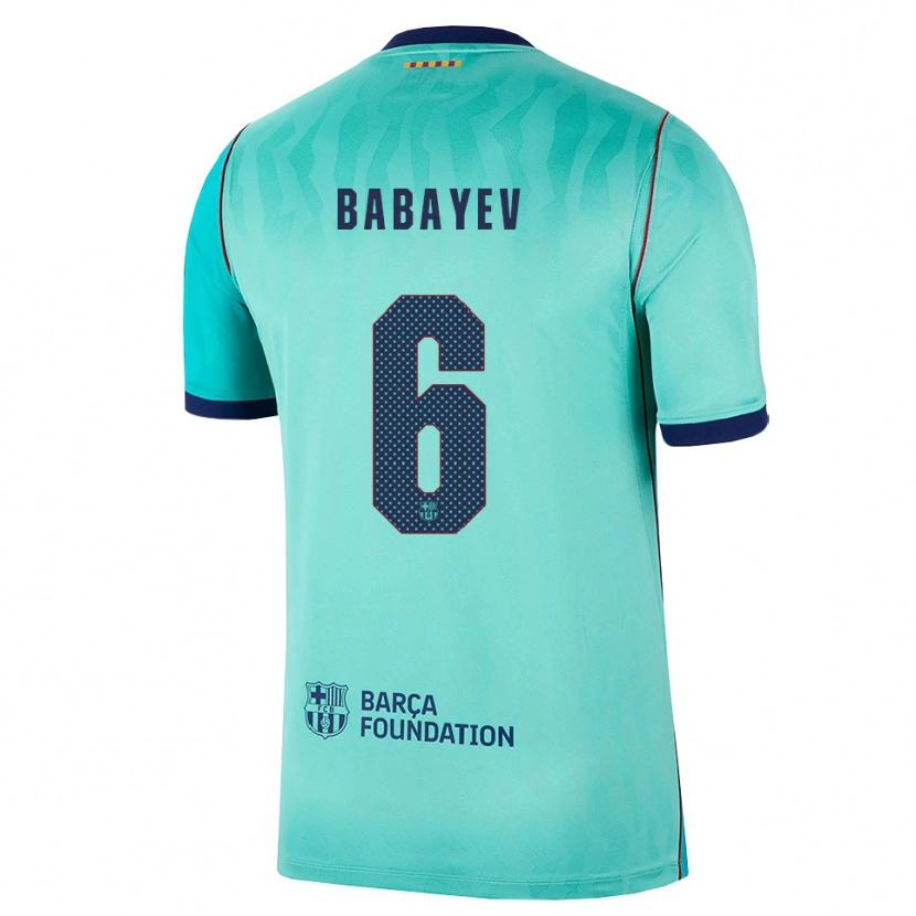 Danxen Niño Camiseta Ibrahim Babayev #6 Aqua Turquesa Oscuro Azul Real Equipación Tercera 2026/27 La Camisa