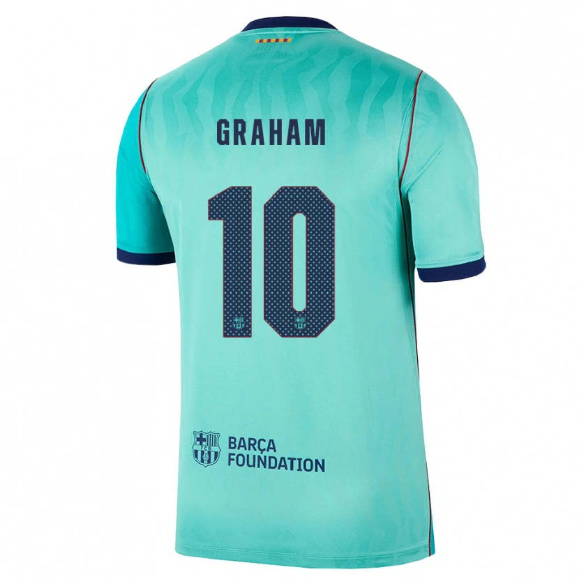Danxen Niño Camiseta Caroline Graham Hansen #10 Aqua Turquesa Oscuro Azul Real Equipación Tercera 2026/27 La Camisa
