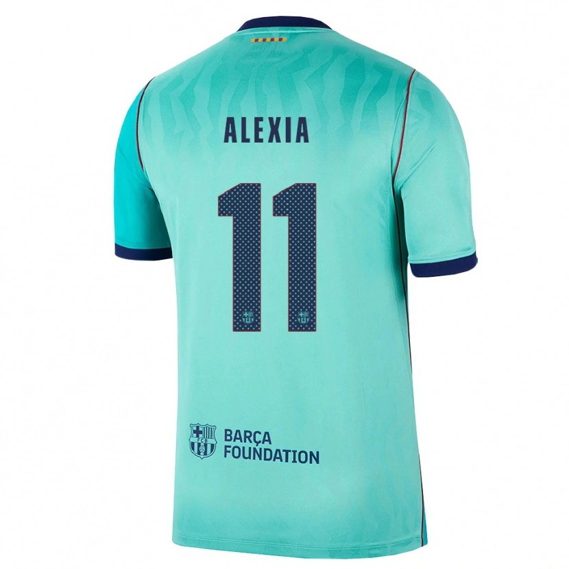 Danxen Niño Camiseta Alexia Putellas #11 Aqua Turquesa Oscuro Azul Real Equipación Tercera 2026/27 La Camisa