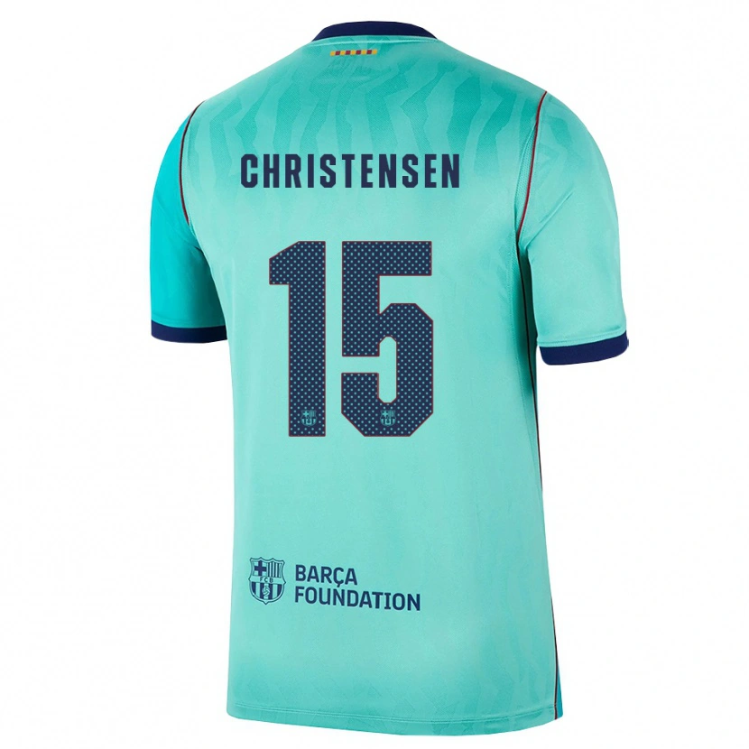 Danxen Niño Camiseta Andreas Christensen #15 Aqua Turquesa Oscuro Azul Real Equipación Tercera 2026/27 La Camisa