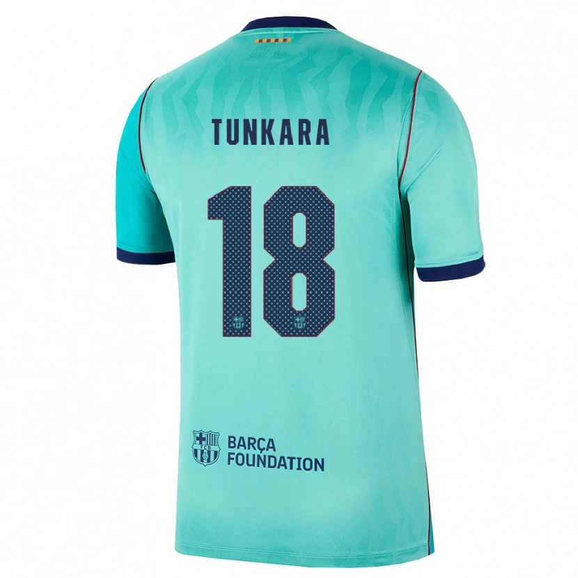 Danxen Niño Camiseta Ebrima Tunkara #18 Aqua Turquesa Oscuro Azul Real Equipación Tercera 2026/27 La Camisa