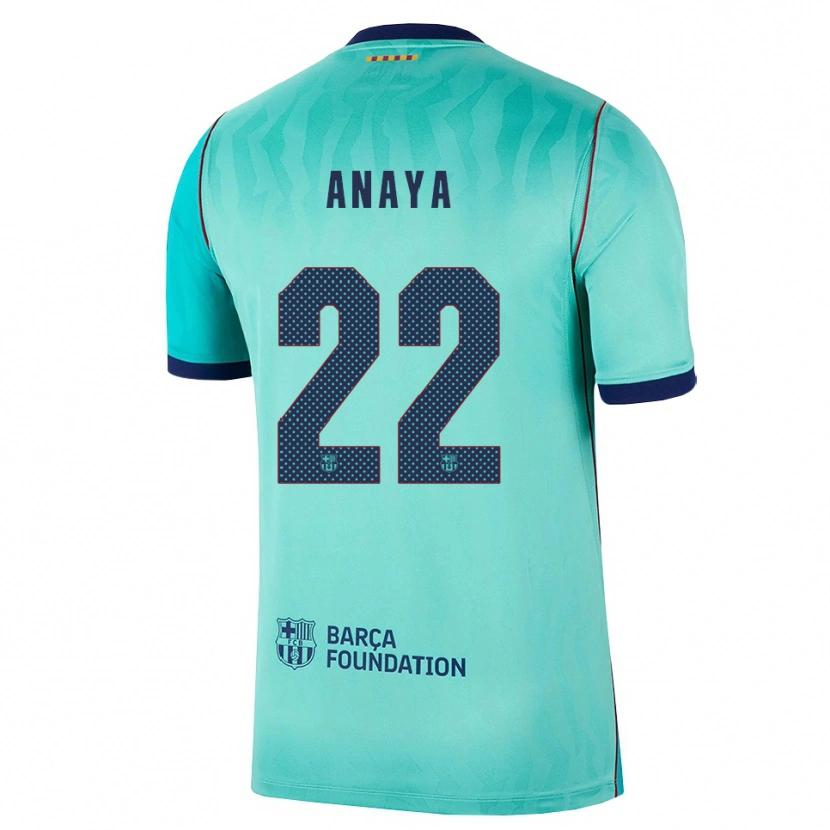 Danxen Niño Camiseta Joan Anaya #22 Aqua Turquesa Oscuro Azul Real Equipación Tercera 2026/27 La Camisa
