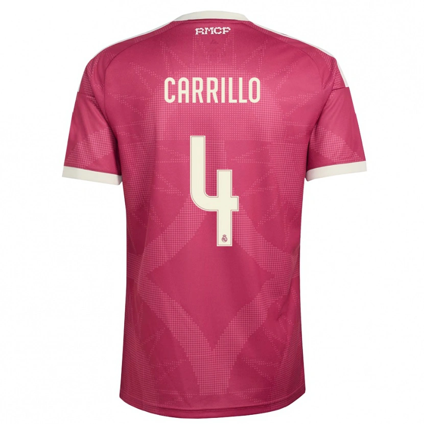 Danxen Niño Camiseta Alvaro Carrillo #4 Rojo Violeta Pálido Blanco Equipación Tercera 2026/27 La Camisa