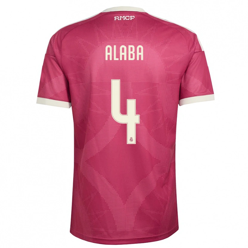 Danxen Niño Camiseta David Alaba #4 Rojo Violeta Pálido Blanco Equipación Tercera 2026/27 La Camisa